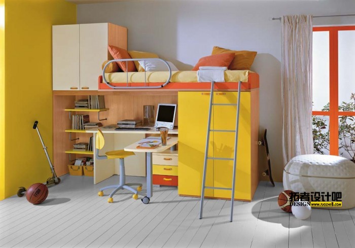 boys-room-bunk-bed-with-workspace-orange-and-yellow-700x489.jpeg
