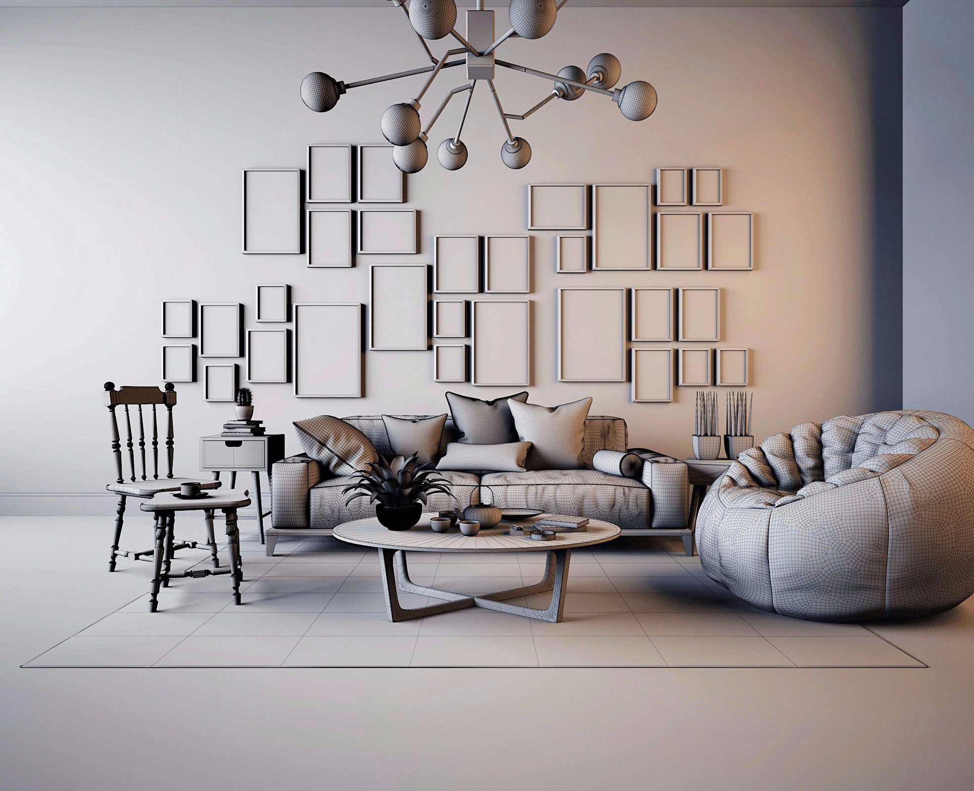 北欧沙发茶几组合-室内设计-拓者设计吧