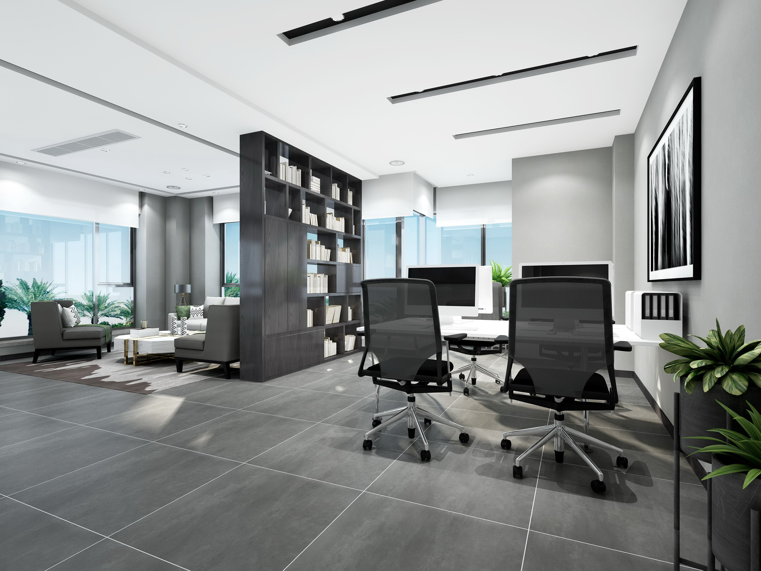 黑白色调办公室设计|空间|家装设计|唐誉航 - 原创作品 - 站酷 (ZCOOL)