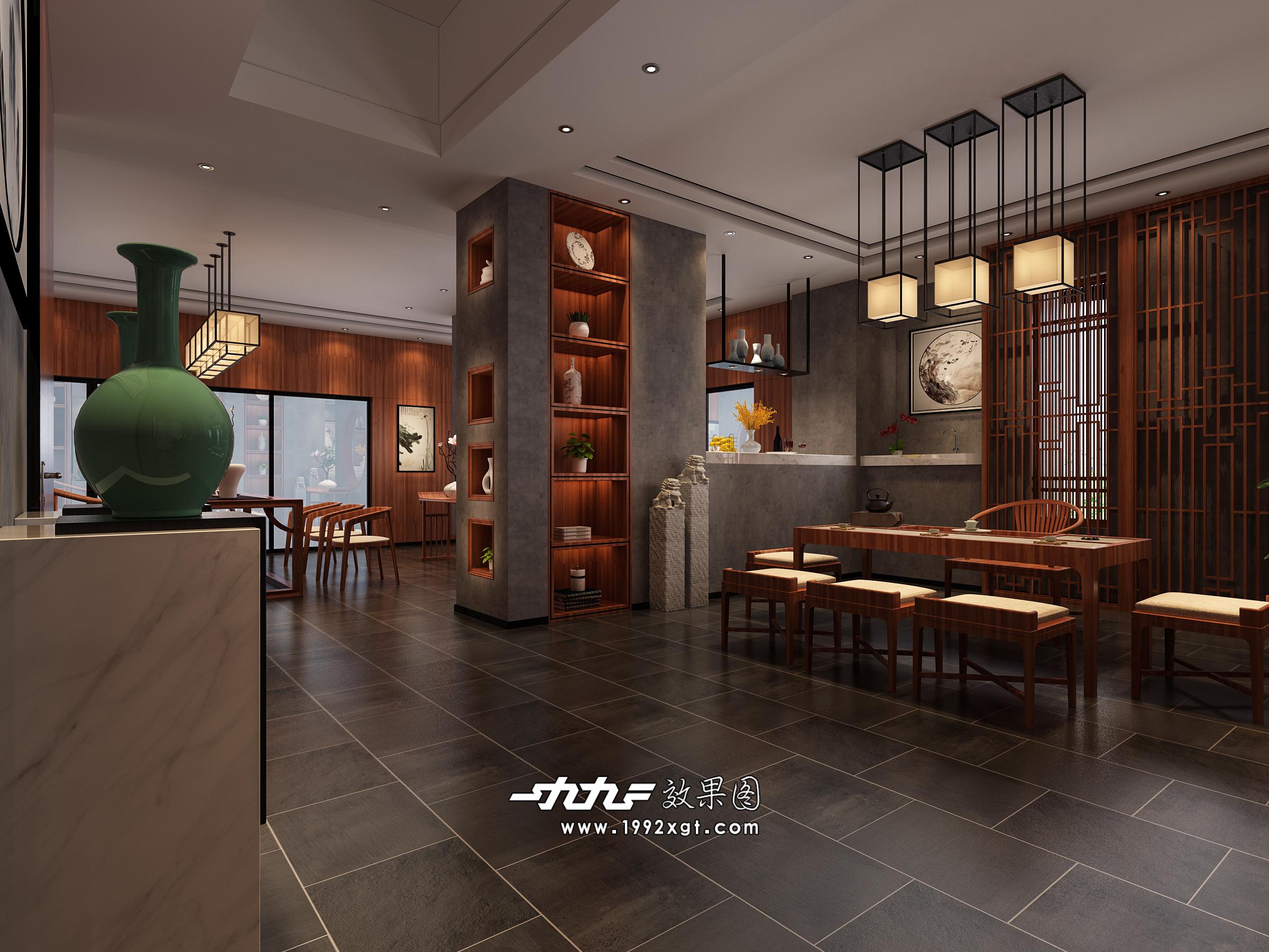 中式茶室效果图