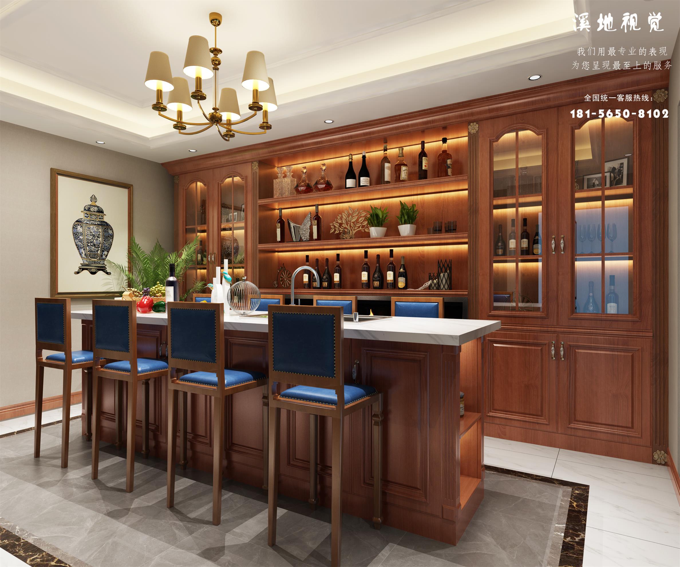 美式别墅客餐厅厨房卧室休闲等空间丨溪地设计张冰